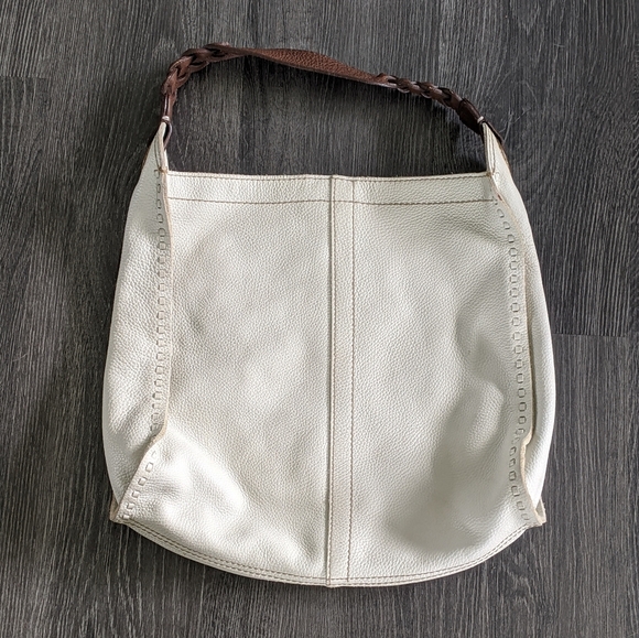 Lucky Brand cream leather boho slouch shoulder bag - Picture 2 of 5
